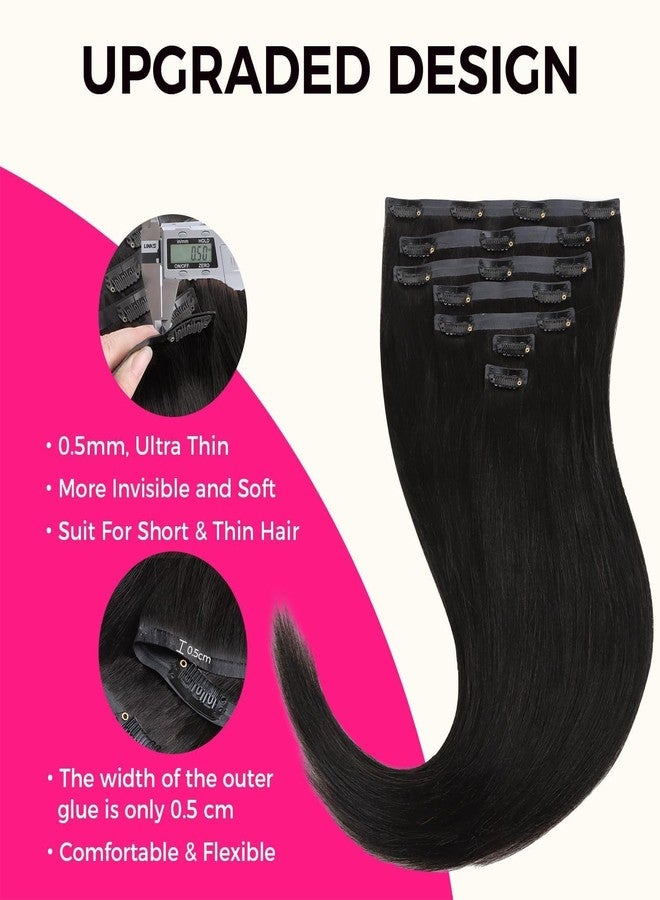 لاشي وصلات شعر لاشي ياكي ستريت بمشابك، طول 14 بوصة، وزن 110 غرام، 7 قطع، شعر بشري طبيعي، لون أسود طبيعي، وصلات شعر بمشابك للنساء، شعر طبيعي - Image 4